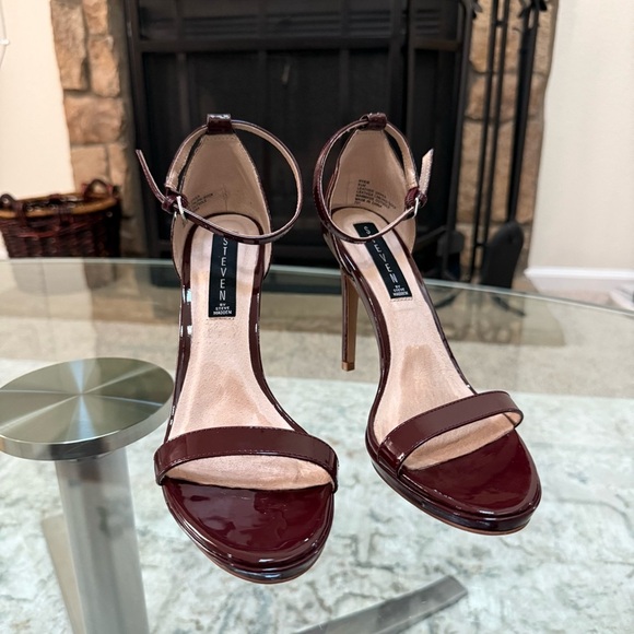Steve Madden Burgundy Red Wine Rykie Heel Sandal Women’s Size 8.5 - Picture 1 of 8